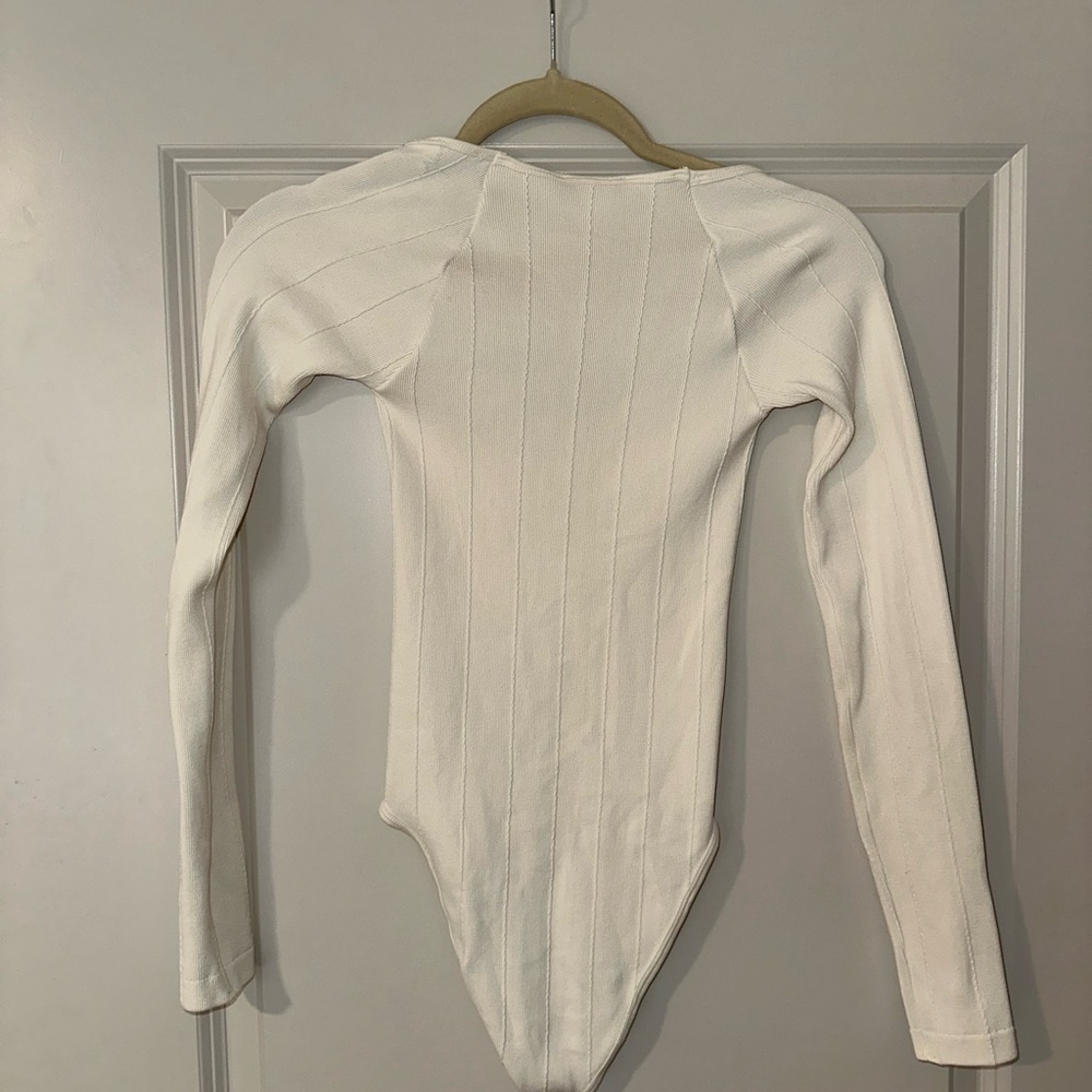 Zara Cream Ribbed Bodysuit - Picture 3 of 3
